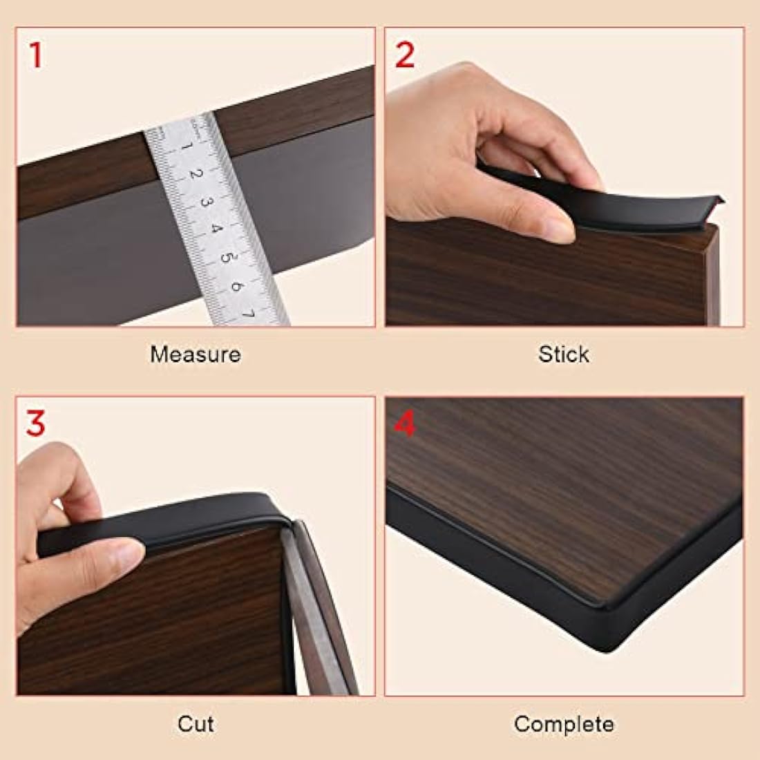flintronic 5m*16mm U-Shape Flexible Furniture Edge Banding, Baby Safty Baby Edge Protector, Self Adhesive TPE Wood Edging Tape, DIY Furniture Edge Trim for Table, Cabinet, Furniture Restoration