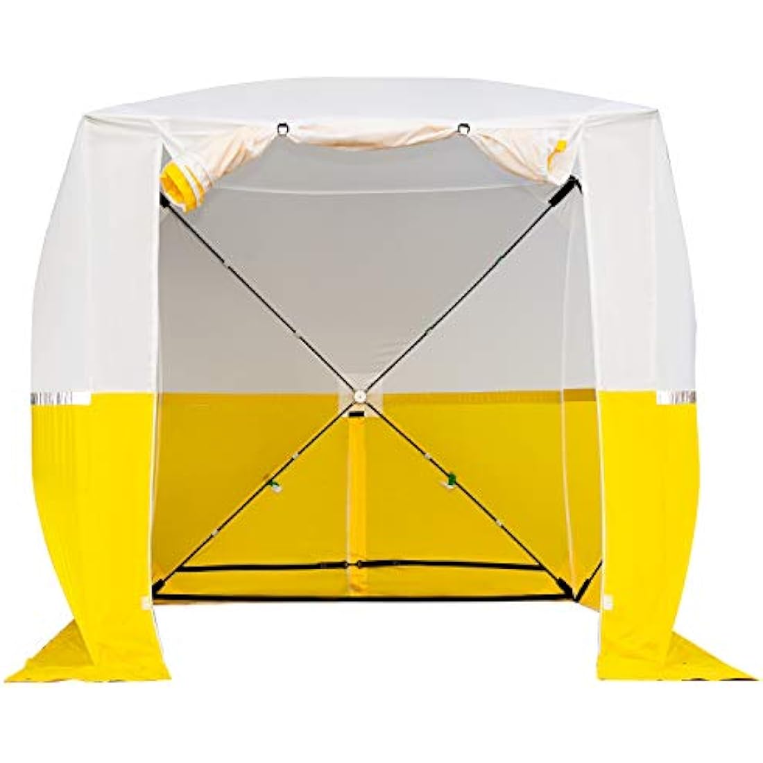 Goutime Pop Up work shelter Gazebo 2mx2m small event shelter party tent garden bbq Fishing camping/Trade Shows/Temporary Emergency/Construction,Outdoor lightweight fold up Work Tent（white yellow）