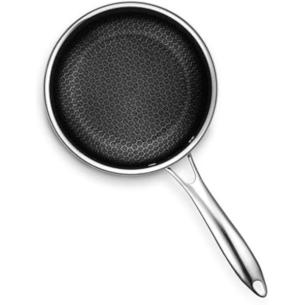 HexClad Hybrid Nonstick 2-Litre Saucepan with Tempered Glass Lid, Stay-Cool Handle, Dishwasher-Friendly, Oven-Safe Up to 480°C, Induction Ready, Compatible with All Cooktops