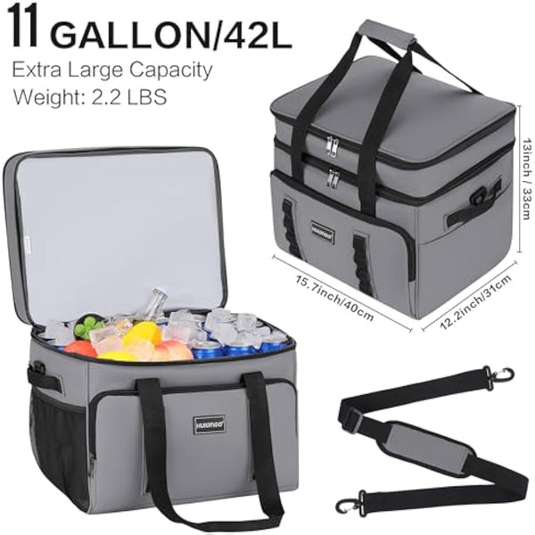 Hulongo Cool Bag Insulated Cooler Bag Waterproof Picnic Double Thermal Bag For Camping, Travel, Grocery Shopping & Fishing, 42L