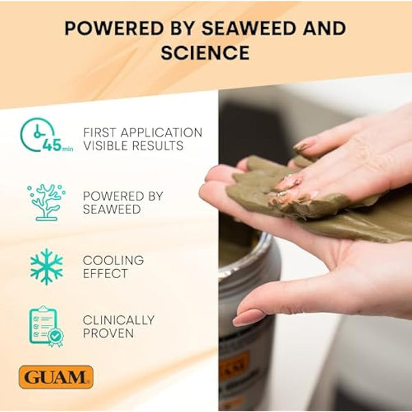 GUAM Seaweed Mud Anti Cellulite Treatment for Legs and Thighs - 1 kg Menthol Algae Cellulite Remover, Skin Firming Clay - Gentle Antioxidant Cooling Formula to Improves Firmness, Reduces Leg Swelling