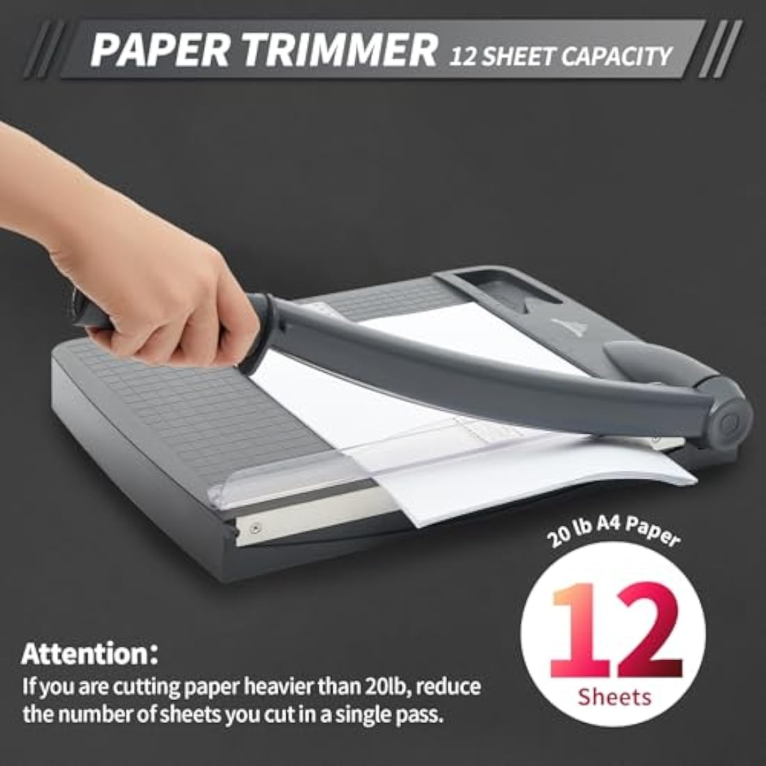 JIELISI Guillotine Paper Cutter Cutting Performance up to 12 Sheets,12 Inch Cut Length Heavy Duty Guillotine Paper Trimmer with Safety Guard and Blade Lock