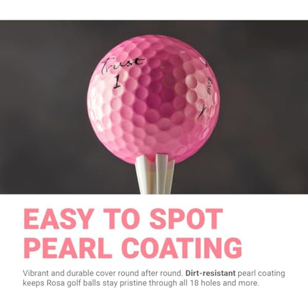Trust Golf Balls Aurora | Rosa | Tour-Level Performance | Stand Out | Maximum Distance | Straight Flight | Stopping Power | Crystal Urethane Cover for Ultimate Control | 12 or 48 Balls