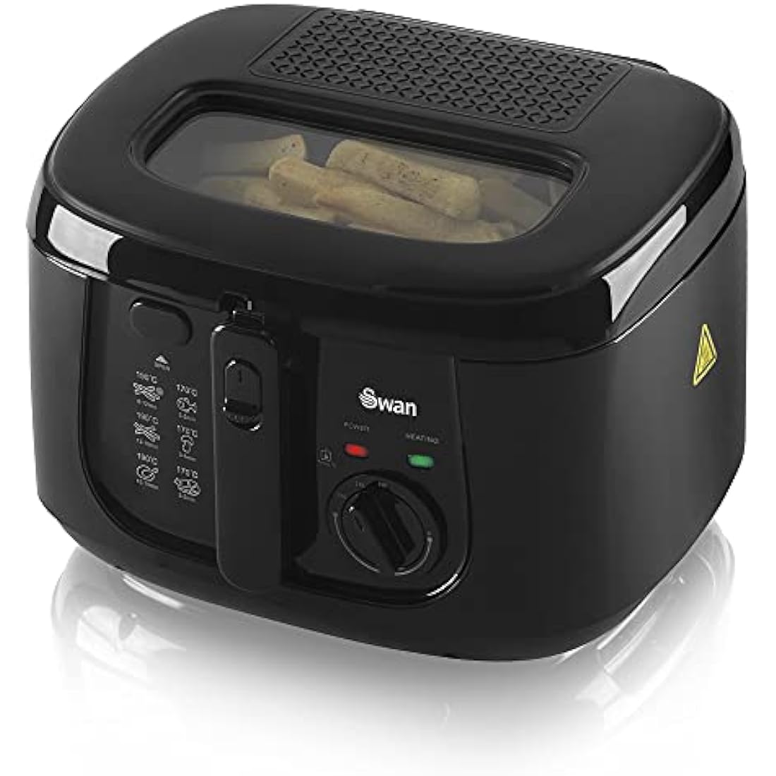 Swan SD6080BLKN 2.5 Litre Deep Fat Fryer with Viewing Window, Adjustable temperature controls, Easy Clean, 1800W, Black