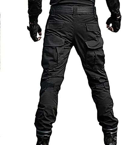 JOYASUS Men's Tactical Combat Trousers with Knee Pads, Ripstop Multi-Pocket Airsoft Paintball Pants for Outdoor Hiking Hunting, Durable Cargo Work Trousers