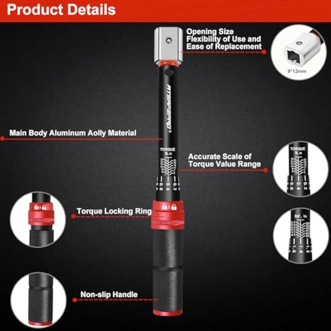 ATsafepro Open End Torque Wrench 3-25 Nm, 9×12mm Adjustable Bike Torque Wrench for HVAC Mini Split,Refrigeration System,Bike and Motorcycle Maintenance