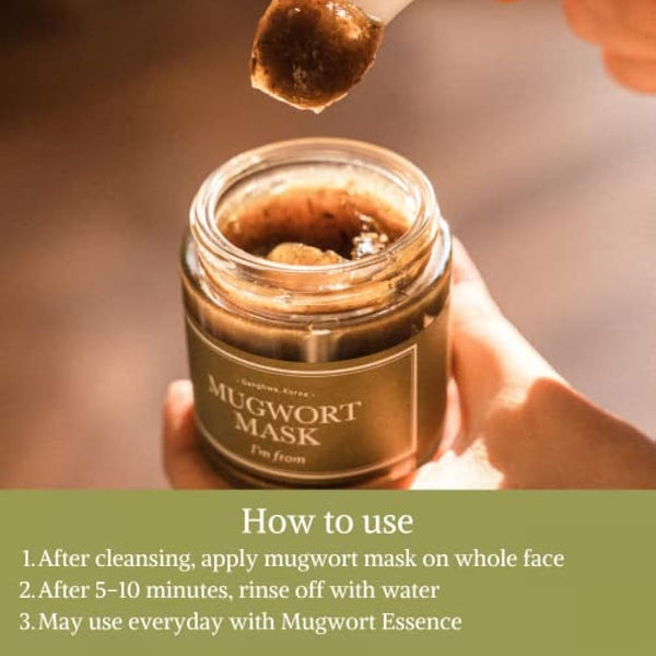 I'm from Mugwort Mask 3.88 fl oz | Natural Herb, Tea tree, Wash-off, Cooling and fast Soothing Breakouts, for Sensitive skin