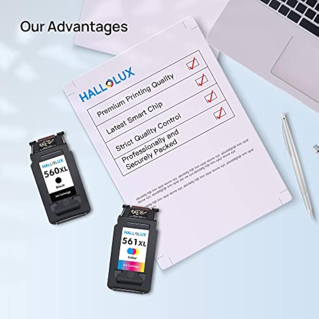 HALLOLUX PG-560XL CL-561XL Multipack Ink Cartridges Use for Canon 560XL 561XL for Pixma TS5350 TS5351 TS7450 TS7451 TS5352 TS5353 (2 Pack, Black and Tri-colour)