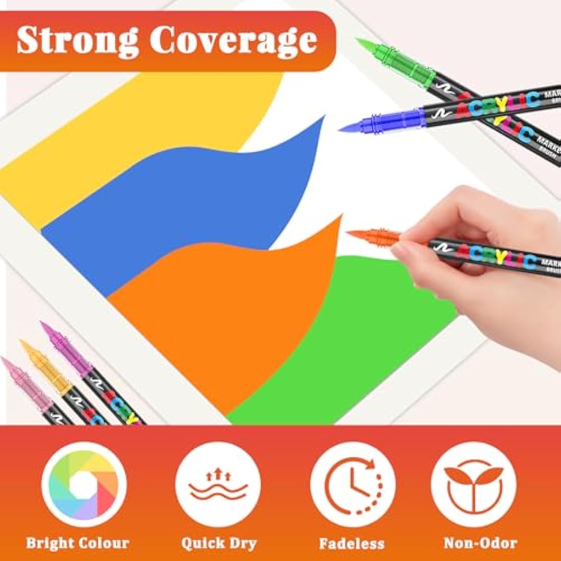 Funnasting 168 Colours Acrylic Paint Pens, Soft Brush Tip Acrylic Marker Pens, Paint Markers for Colouring, Glass, Fabric, Egg, Rock Painting and DIY Crafts Art Supplies