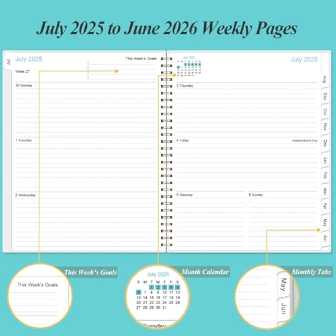 2025 Planner - January 2025 - December 2025, Weekly & Monthly Planner & Journal to Track Goals, 8.5" x 11", Blue Flower