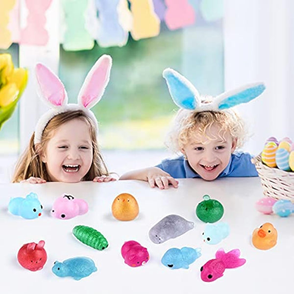 KUUQA 30pcs Glitter Squishys Toys, Squeeze Animal Toys for Sensory Adults Stress Relief Toys Goodie Bag Fillers Birthday Party Favors for Kids Easter Egg Fillers