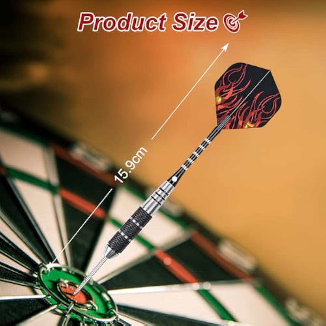 flintronic 6 Pack Steel Darts Set,Professional 22g/23g/24g Darts Tip with Non-slip Stainless Steel Shaft,4 Style Poly Flights,PVC Shafts,Dart Sharpener,Rubber Rings,Flight Protecter