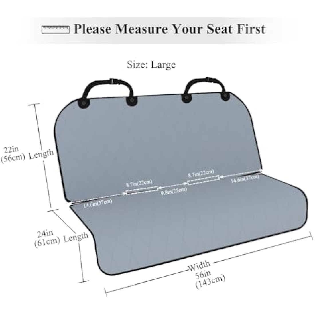 VIVAGLORY Dog Seat Covers, Dog Backseat Cover Pet Bench Protectors with Anti-Slip Backing, Car Seat Cover Back Seats Cover Rear Seat Covers for Dogs, Grey, L