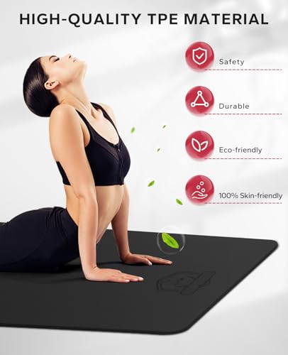 HAPBEAR Large Yoga Mat for Women- 198cm?137cm?6mm, TPE Non-Slip, Durable, Eco-Friendly, Extra Large Thick Wide Exercise Mat for