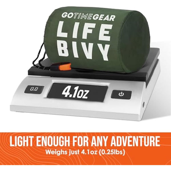 Go Time Gear Life Bivy Emergency Survival Sleeping Bag Thermal Bivy - Use as Emergency Bivy Sack, Survival Sleeping Bag, Mylar Emergency Blanket