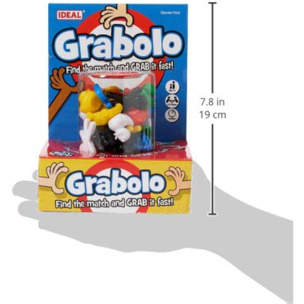 Ideal Grabolo: Find the match and grab it fast reaction game Quick play family game For 3-6 Players Ages 4+, Multicolor