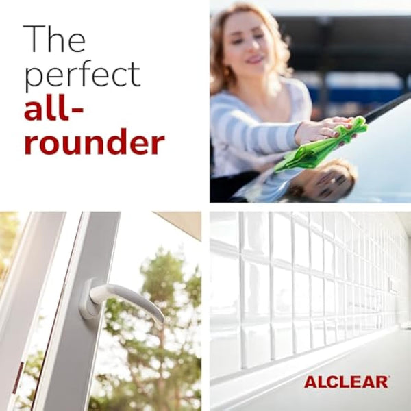 ALCLEAR Microfiber Glass Cloth Set - Pack of 5 Window Cloths 40x45 cm, streak-free glass cloths - lint-free, saves time without drying - designed in Germany - for household & car windows.