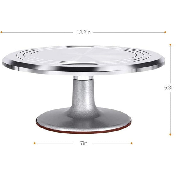 12 Inch Rotating Cake Turntable, Aluminium Alloy Revolving Cake Stand for Cake, Cupcake Decorating Supplies