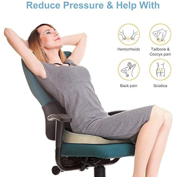 Feagar Gel Seat Cushion for Back Pain-Orthopedic Non-Slip Memory Foam Coccyx Cushion for Tailbone Relief Sciatica Hemorrhoid, Office Chair Cushions Wheelchair, Recliner, Car Seats