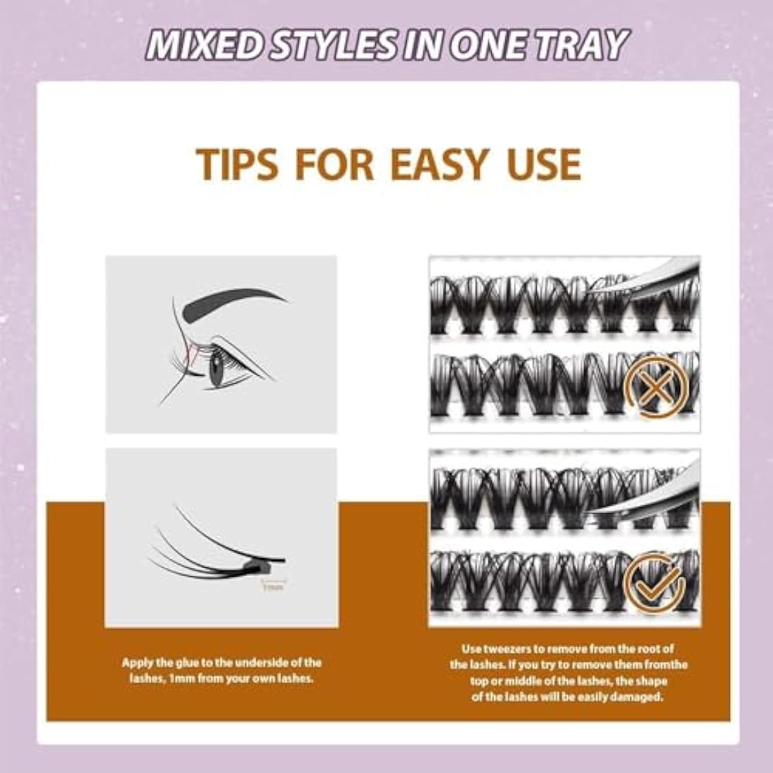 FANDIQ Fluffy Individual Eyelashes Cat Eye Cluster Lashes 252PCS Fluffy Individual Cluster Eyelashes 8-16MM Natural Cluster Lashes Left&Right Fox Eye Lashes Clusters for Beginners(40D)