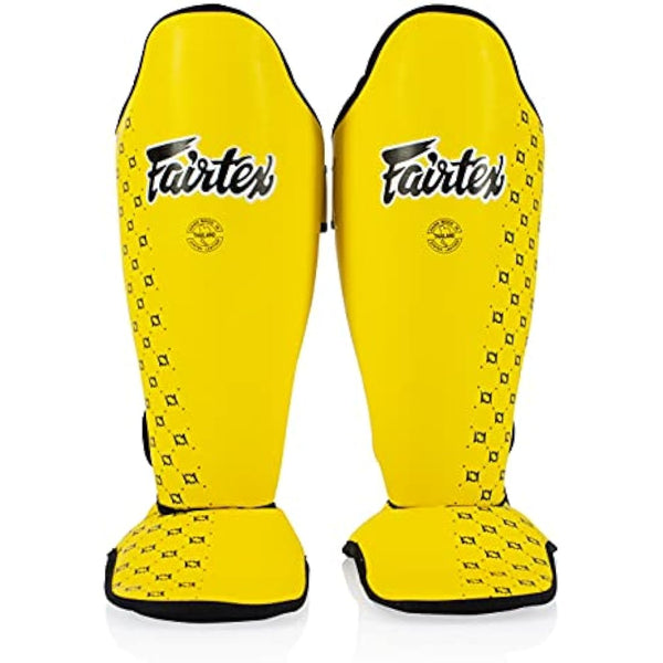 Fairtex Competition Muay Thai Shin Guards, SP5 - Black, Blue, Yellow