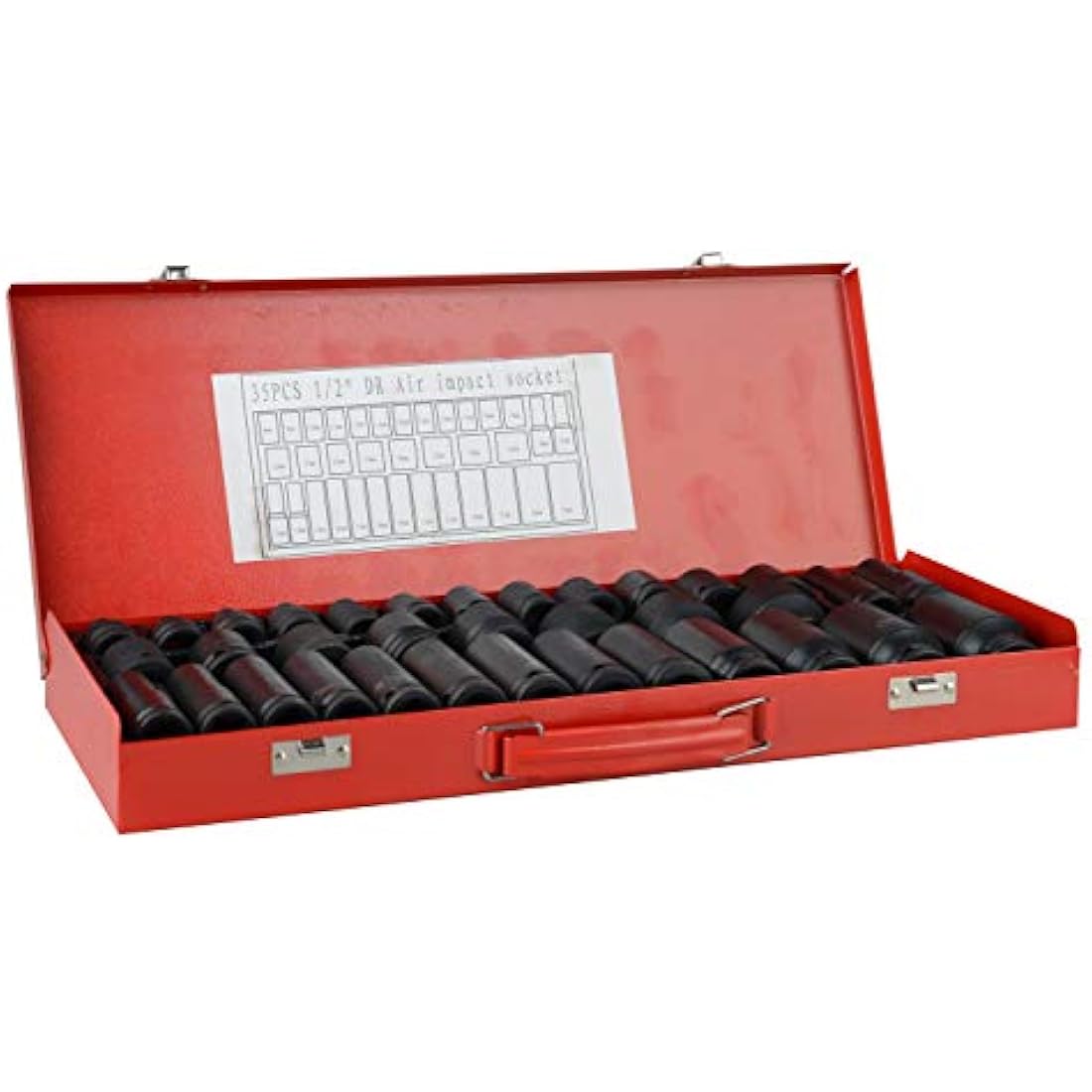 35pcs 1/2" Drive 6 Point 8-32mm Metric Deep Impact Socket Set Car Garage Tools