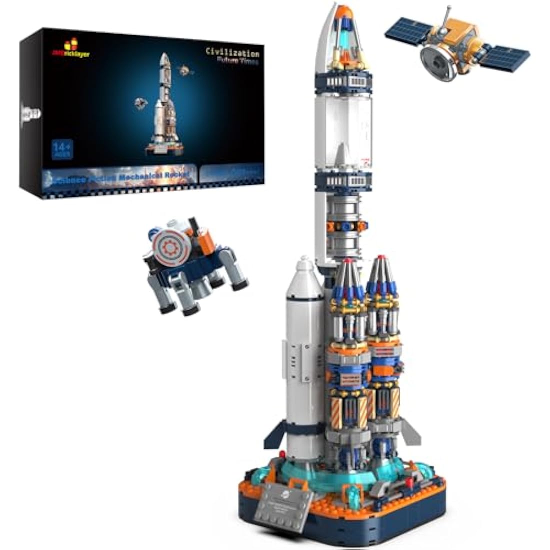 JMBricklayer Space Rocket Model Building Toy Set for Adults to Build, 70110 Space Rocket Sets with Satellite and Probe, Collectible Spacecraft Decor Toys Gifts for Kids Ages 8+ (864 Pieces)