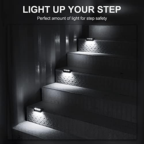 Solpex Solar Step Lights 16 Pack, Solar Outdoor Lights for Fence, IP65 Waterproof Solar Powered Outdoor LED Lights for Deck Porch Stair Yard Garden Patio Pool Decorations (Black, White)
