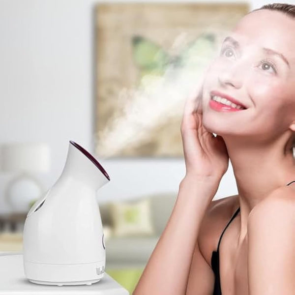 Facial Steamer, Wolady Nano Ionic Face Steamer for Pores with UV Light Hot Mist Moisturizing Sprayer Home Sauna SPA Bonus Blackhead Extractor Kit (Pink)