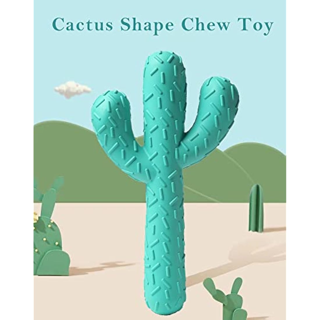 Acecy Dog Toys, Indestructible Cactus Chew Toy, Natural Rubber Milk Flavor, Puppy Teething Toys for Small Mediul Large Breed
