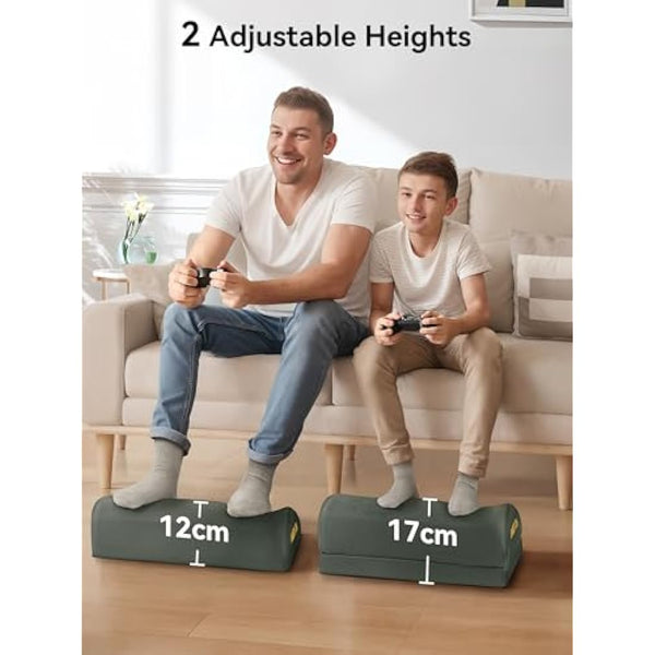 HEETA Desk Foot Rest, Ergonomic Foot Rest Under Desk Adjustable 2 Optional Height Footrest Memory Foam Non-Slip Foot Stool for Home, Office & Gaming (Gery)