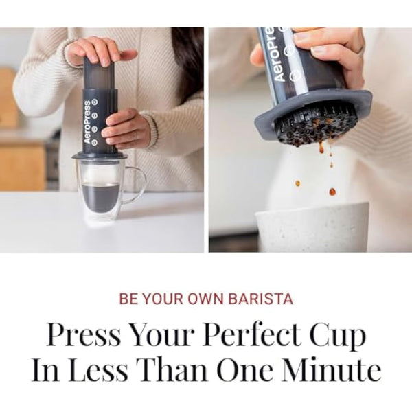 AeroPress Coffee and Espresso Maker - Quickly Makes Delicious Coffee Without Bitterness - 1 to 3 Cups Per Pressing,Black
