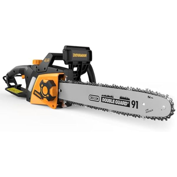 DOVAMAN 2400W Electric Chainsaw, One-Step Tool-Free Tensioning, 16 Inch Oregon Bar and Chain, 15m/s Chain Speed, 6m Power Cable, Auto Chain Lubrication, Powerful Chainsaw with Two Chains - DCS01A