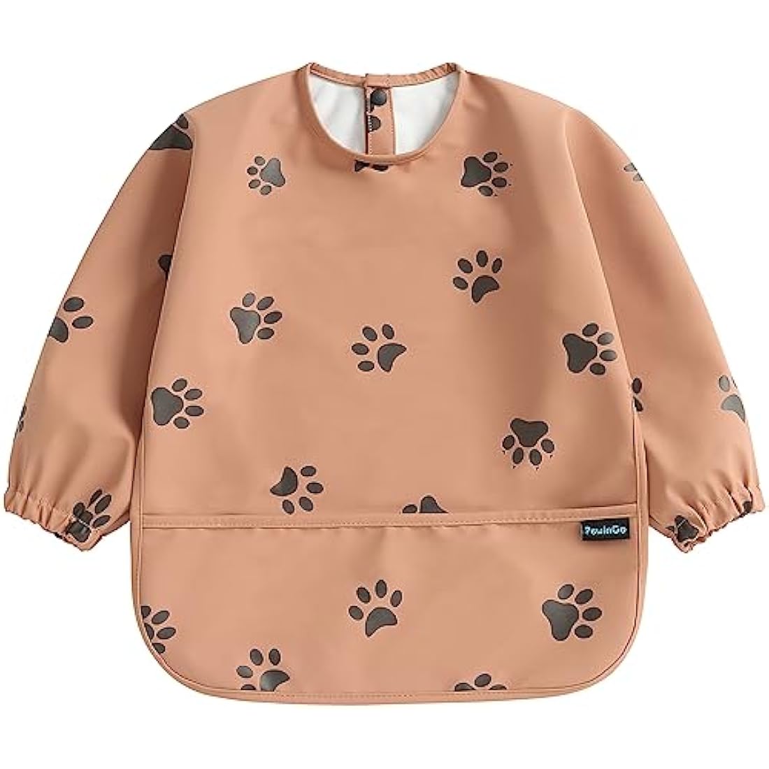 PewinGo Weaning Bib with Long Sleeves & BLW, Soft and Skin-Friendly Material, Coverall Bibs for Baby Feeding, Waterproof Easy to Clean Machine Washable, Infant Toddlers (Orange)