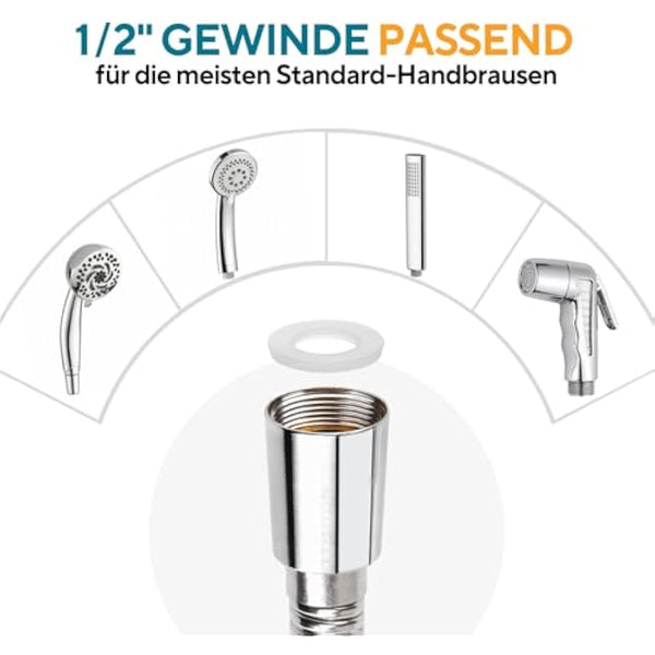 Aopoy Long Shower Hose 4m, 157" Metal Stainless Steel Shower Pipe, Anti-Kink and Leakproof, Bathroom Shower Cable, Easy DIY Replacement