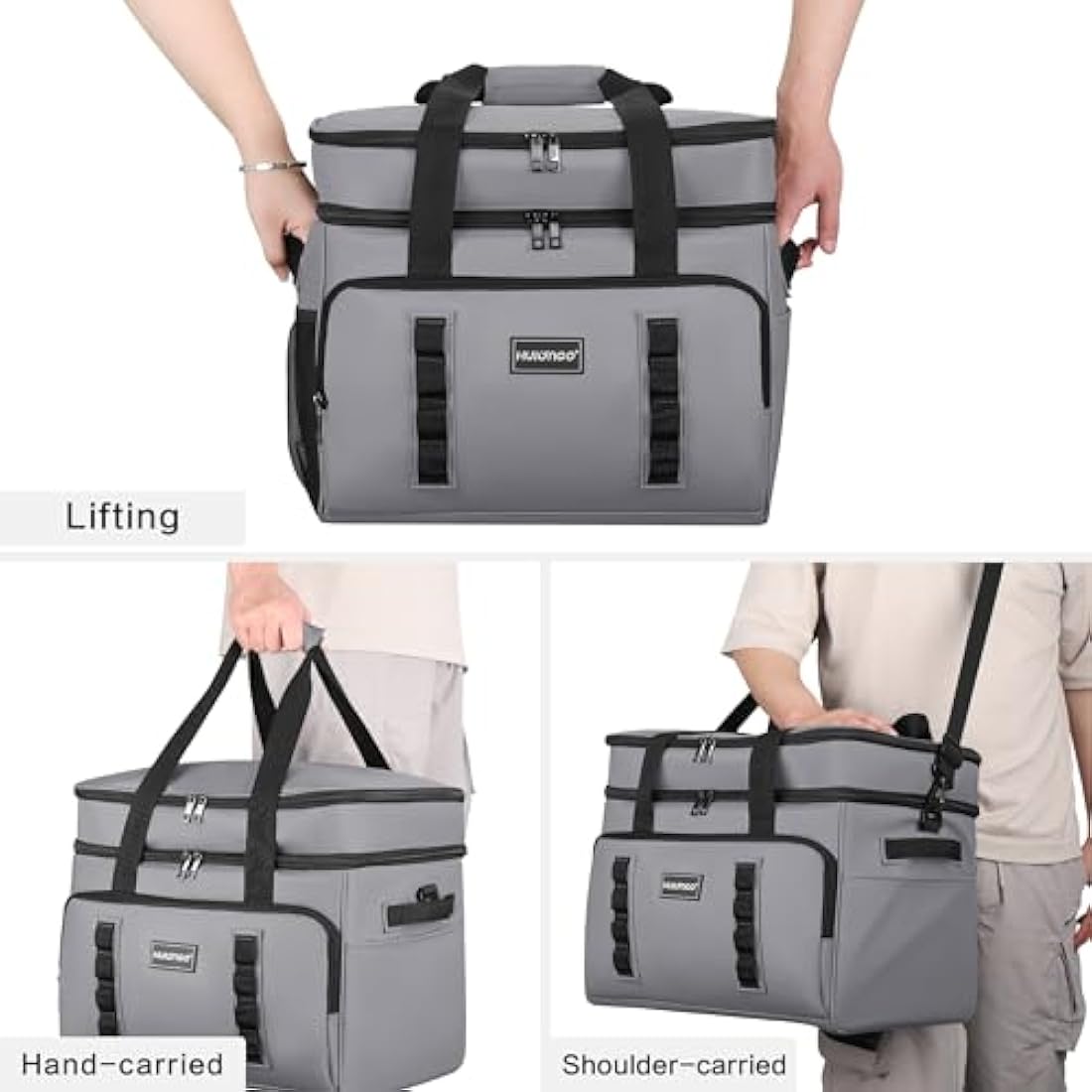 Hulongo Cool Bag Insulated Cooler Bag Waterproof Picnic Double Thermal Bag For Camping, Travel, Grocery Shopping & Fishing, 42L