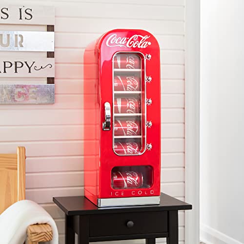 Coca-Cola Mini Fridges for Bedrooms 4L Quiet Small 6 Can Table Top Fridge For Drinks Food Coke Kids Skincare Office Home Desk Portable Retro Cooler Warmer with Built-In Bluetooth Wireless Speaker Red