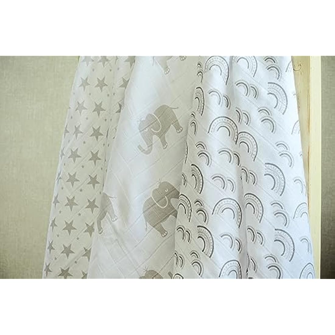 MuslinZ Muslin Squares - Muslin Cloths for Baby - Baby Burp Cloths - 6 Pack Muslins - Large 70x70cm - Boy, Girl, Unisex - Cotton - Absorbent & Breathable - Multi Use Newborn Cloths (Grey Prints)