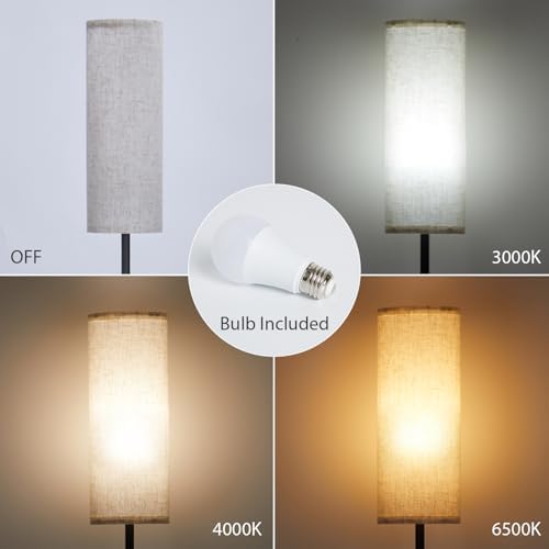 IPARTS EXPERT Floor Lamp for Living Room Modern, LED Reading Standing Lamps with Linen Shade & Foot Switch, 2700k-6500k Dimmable Standard Tall Lamps for Living Room, Bedroom, Office (Linen)