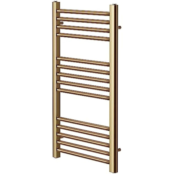 Greened House Brushed Brass Straight Heated Towel Rail 400mm Wide x 800mm High Flat Central Heating Bathtoom Towel Radiator