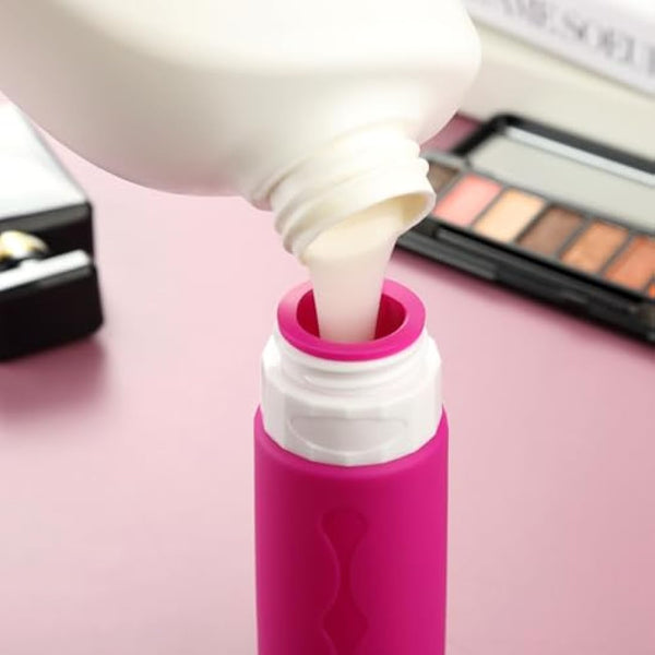 Gemice Portable Travel Bottle, 4 Pack Silicone Travel Containers Set LeakProof Refillable Squeezable for Lotion Liquid Shampoos, Soap and Toiletries (90ml)