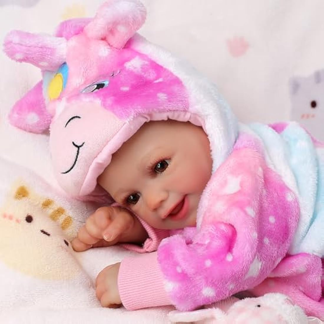 BABESIDE 17 Inch Reborn Baby Dolls Girl Sunny – Smiling Realistic Baby Doll with Soft Cloth Body, Lifelike Newborn Girl with Outfit & Accessories for Kids Age 3+