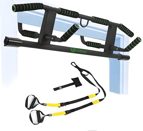 HAKENO Multi-Grip Pull Up Bar For Doorway - Pullupbar With Enhanced Smart Hook Angled Grip Home Gym Exercise Equipment with Professional Training