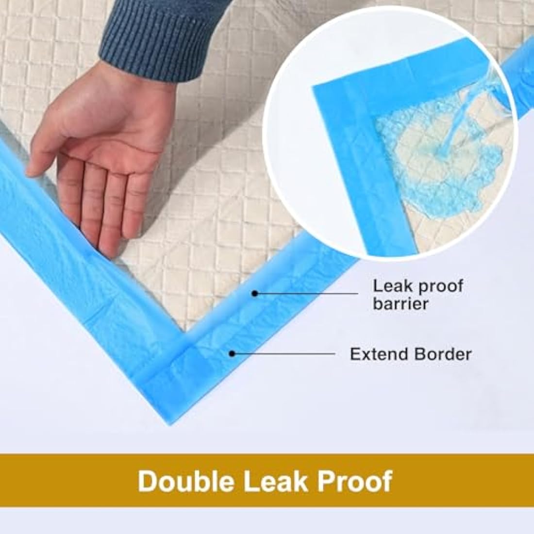 Gardner Pet Extra Large Puppy Pads 70x85cm, Ultra Absorbent Thicker Puppy Training Pads, 6 Layers of Leak-proof, Edge-Wrapping, Fast Drying, Suitable for Dogs, Cats, Rabbits (50 Pack, Blue)