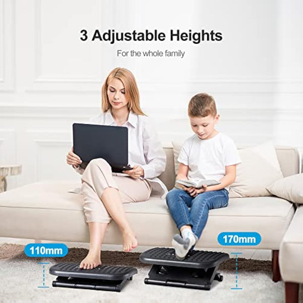 HUANUO Foot Rest, Foot Rest Under Desk with Massage Function, Adjustable Angle & 3 Different Height Positions, Non-Slip Foot Stool for Office & Home