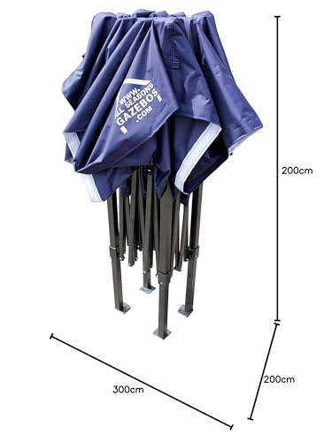 All Seasons Gazebos | 3x2m Pop Up Gazebo with 4 Side Walls & Accessory Pack | Heavy Duty, Fully Waterproof, High Grade Materials (Navy)