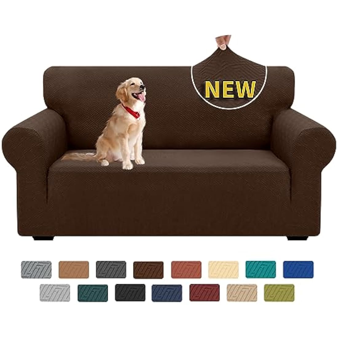 XINEAGE High Stretch Sofa Covers Latest Jacquard Loveseat Covers 1 Piece Couch Covers for 2 Seater Non Slip Sofa Covers for Dogs Washable Sofa Slipcovers Living Room (Coffee)