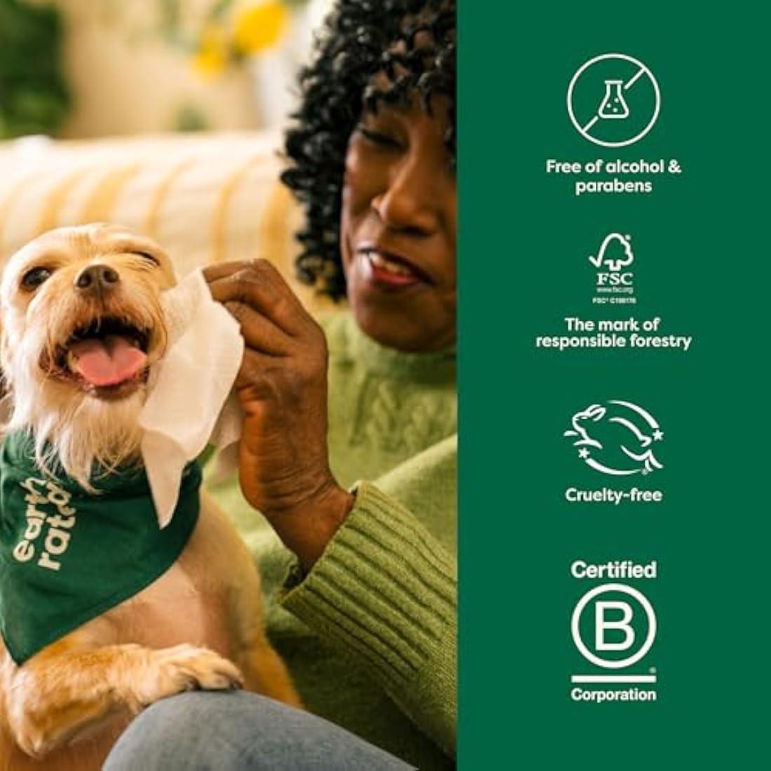 Earth Rated Dog Wipes, Hypoallergenic, Cleaning and Hydrating, for Grooming Paws, Body and Bums, Lavender Scented, 400 Count