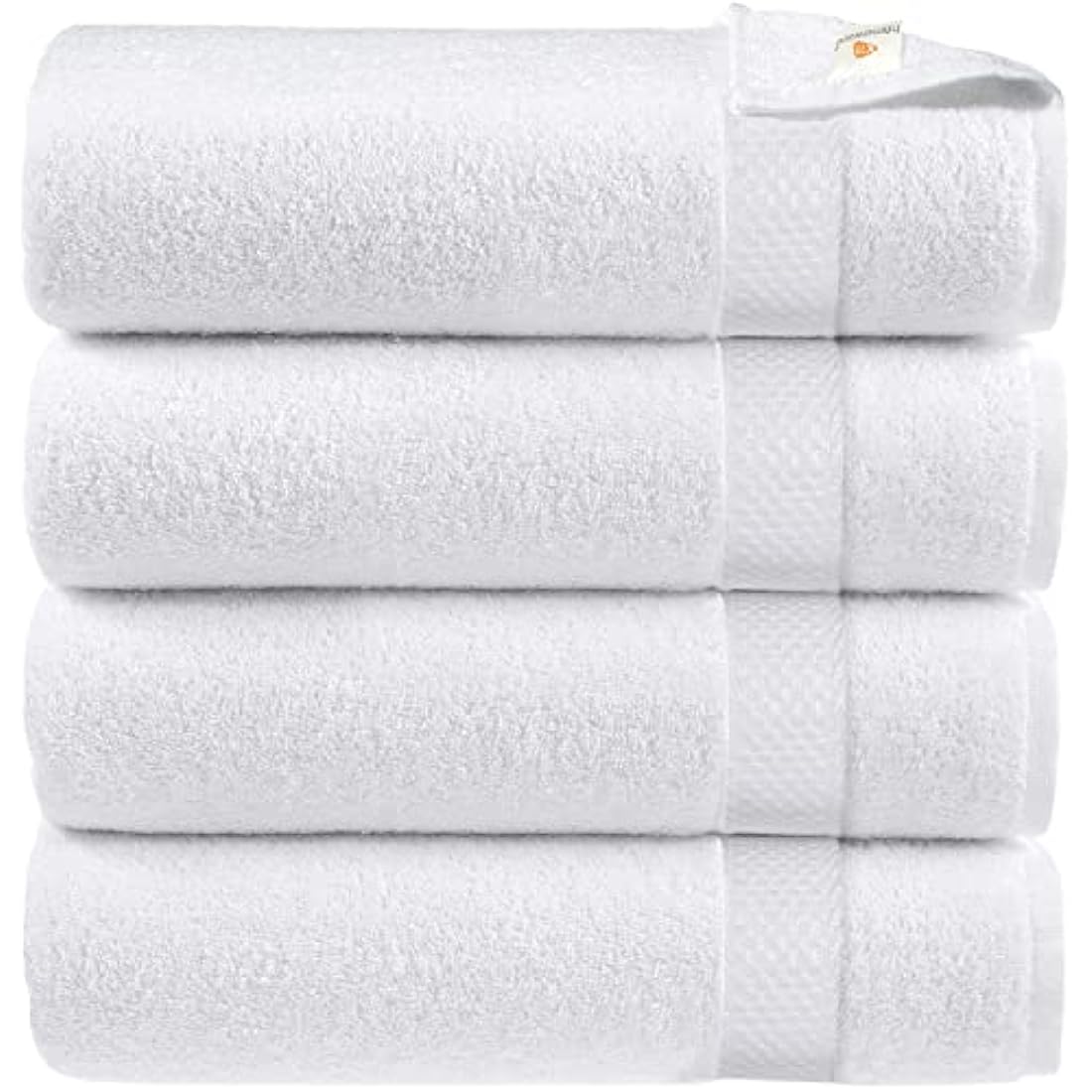 X11 Homeware Bath Towels Pack of 4 Egyptian Cotton Towel Set Highly Absorbent Soft Bathroom Towels Set of 4 Ring Spun Cotton Quick Dry Large Towels (White)