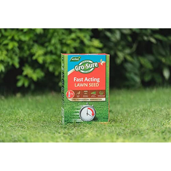 Gro-Sure 20500187 Fast Acting Grass Lawn Seed, 30 m2, 900 g, Blue,Green
